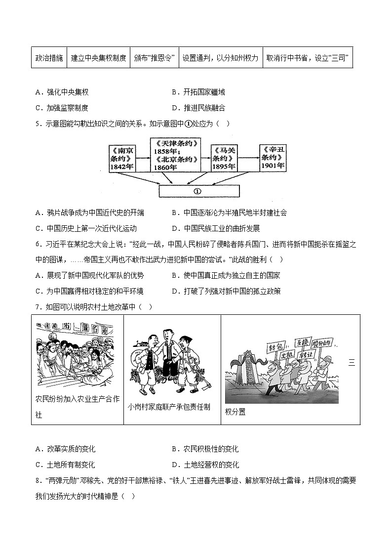 2023年中考历史押题卷01（新疆卷）（考试版） 第2页