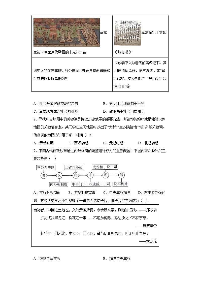 2023年四川省成都市龙泉驿区中考二模历史试题（含答案）02