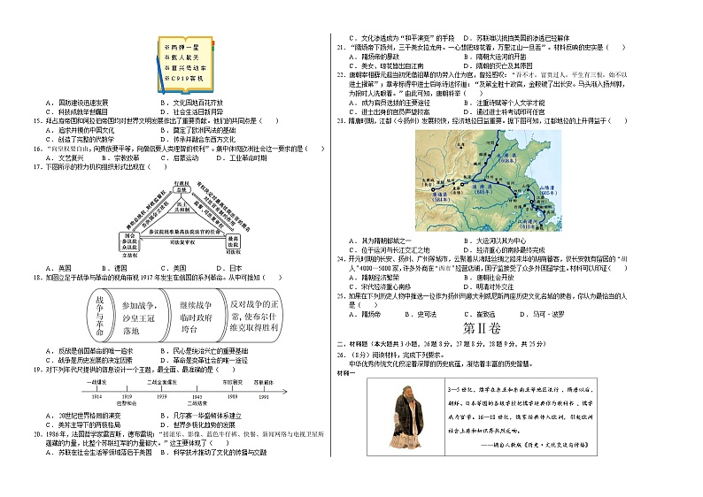 历史（江苏扬州卷）-【试题猜想】2023年中考考前最后一卷（考试版）A3第2页