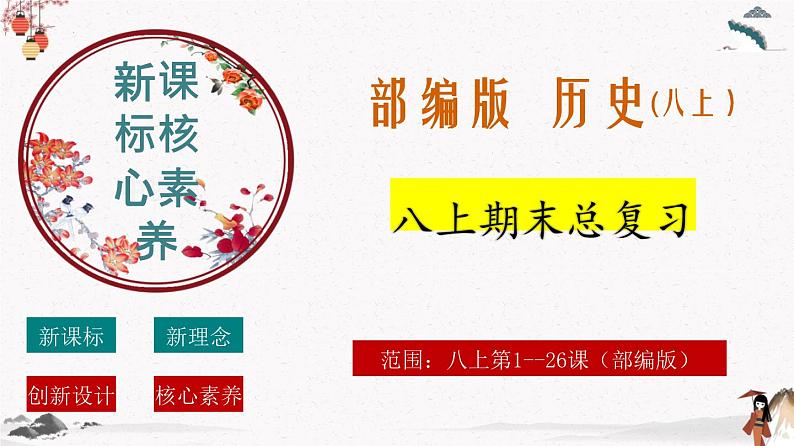 人教部编版历史八年级上册 总复习课件+期末试卷含解析卷01