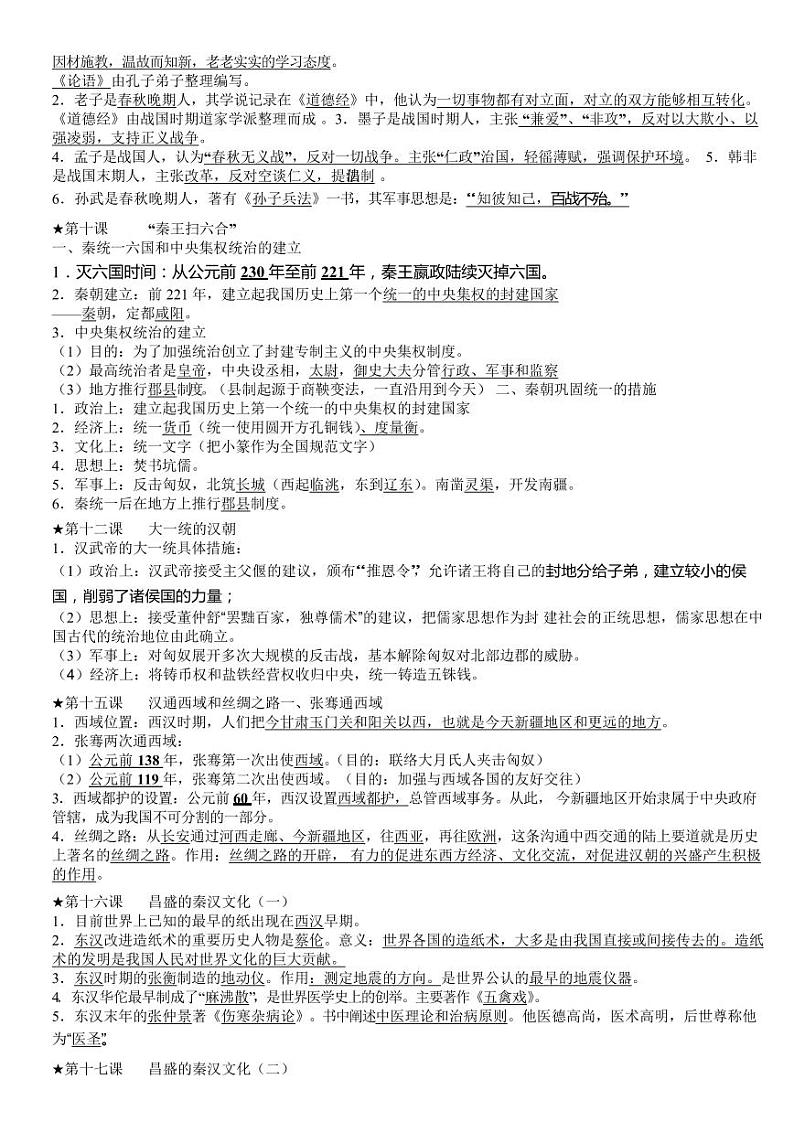 初中历史全册知识点总结02