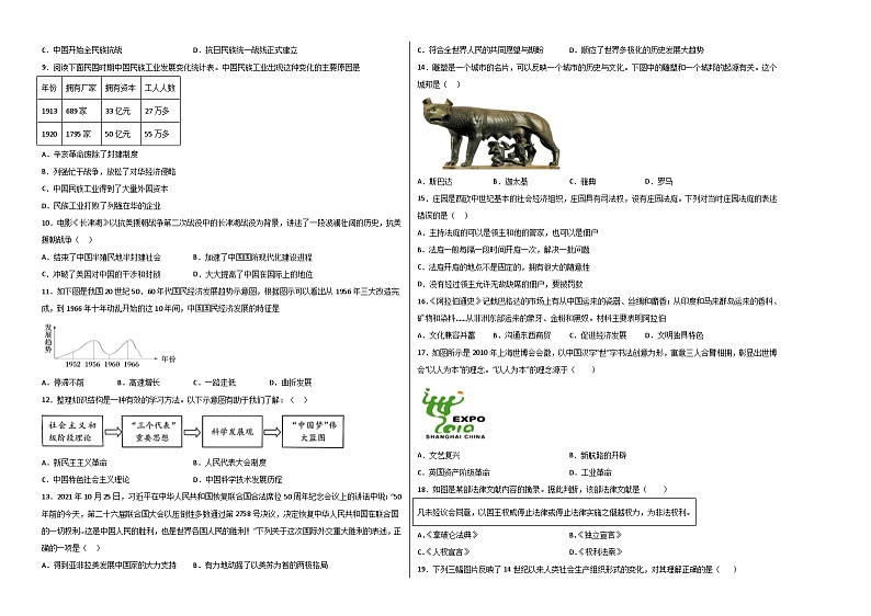 （江苏南京卷）2023年中考历史第三次模拟考试02
