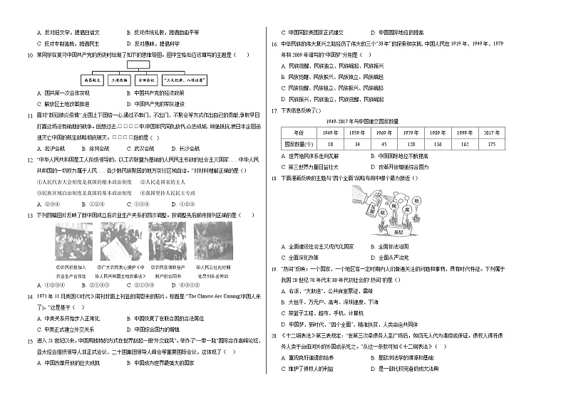 （天津卷）2023年中考历史第三次模拟考试（考试版）第2页