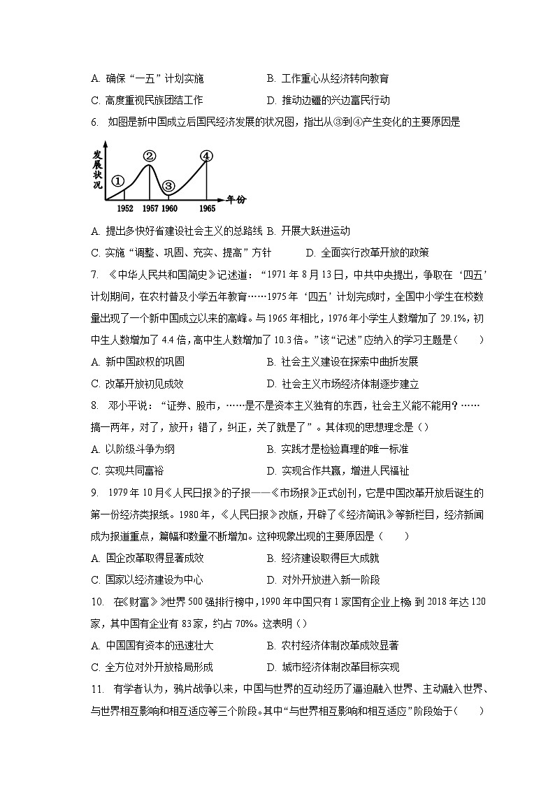 2022-2023学年重庆市沙坪坝区联考八年级（下）期中历史试卷（含解析）02
