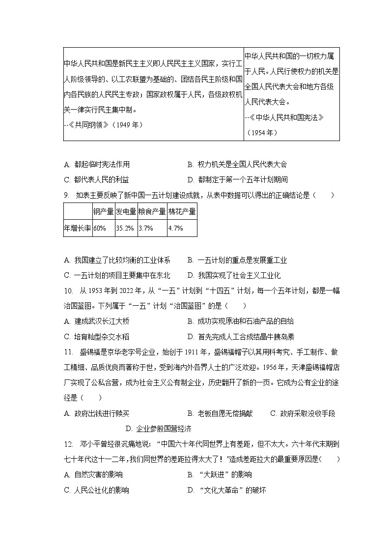 2022-2023学年山东省菏泽市鄄城县八年级（下）期中历史试卷（含解析）03