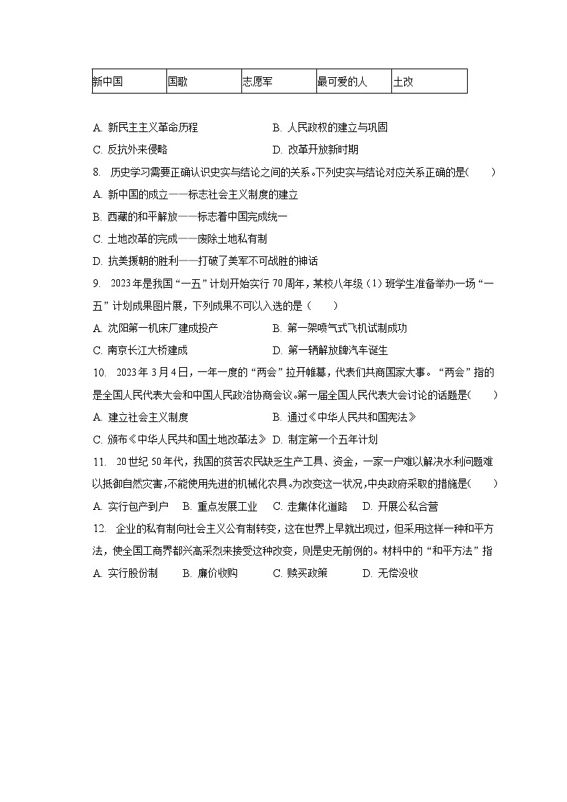 2022-2023学年山东省济南市章丘区八年级（下）期中历史试卷（含解析）第2页