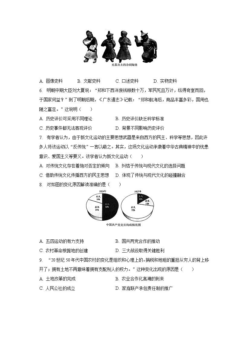 2023年福建省厦门市中考历史模拟试卷（含解析）第2页