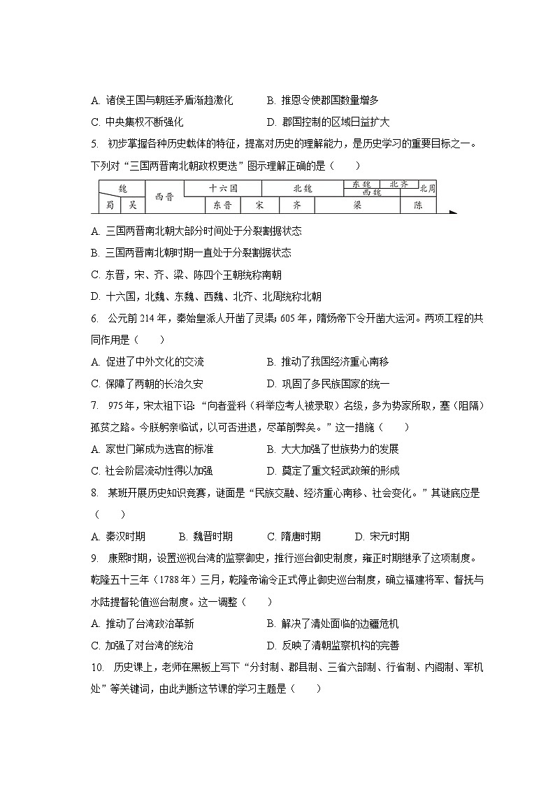 2023年广东省深圳市南山区第二外国语学校（集团）学府中学中考历史二模试卷（含解析）02
