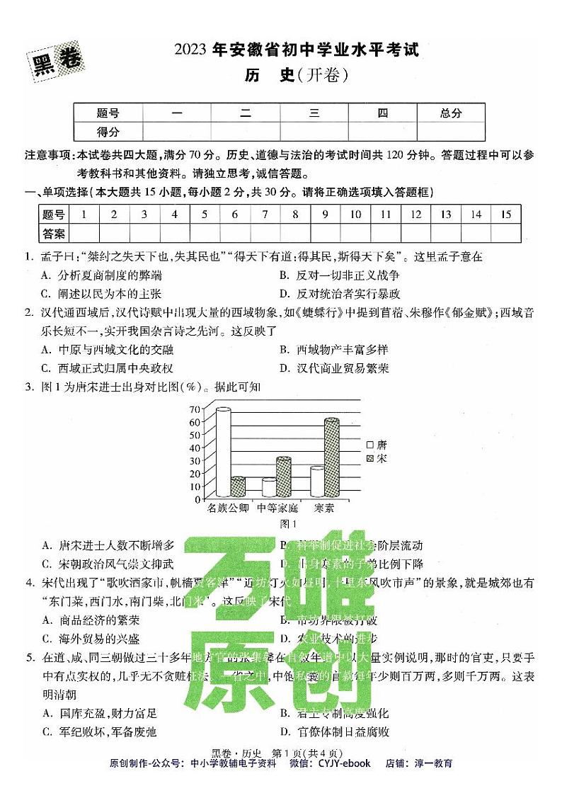 【1】《黑白卷》-安徽：历史第1页