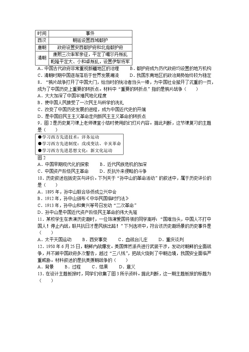 2023年云南省昆明市官渡区中考二模历史试题第2页