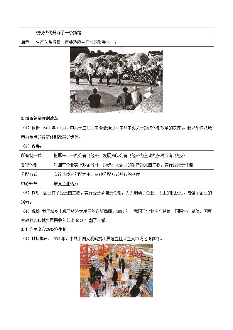 【期末复习】第三单元 中国特色社会主义道路——八年级历史下学期知识点梳理（部编版）03