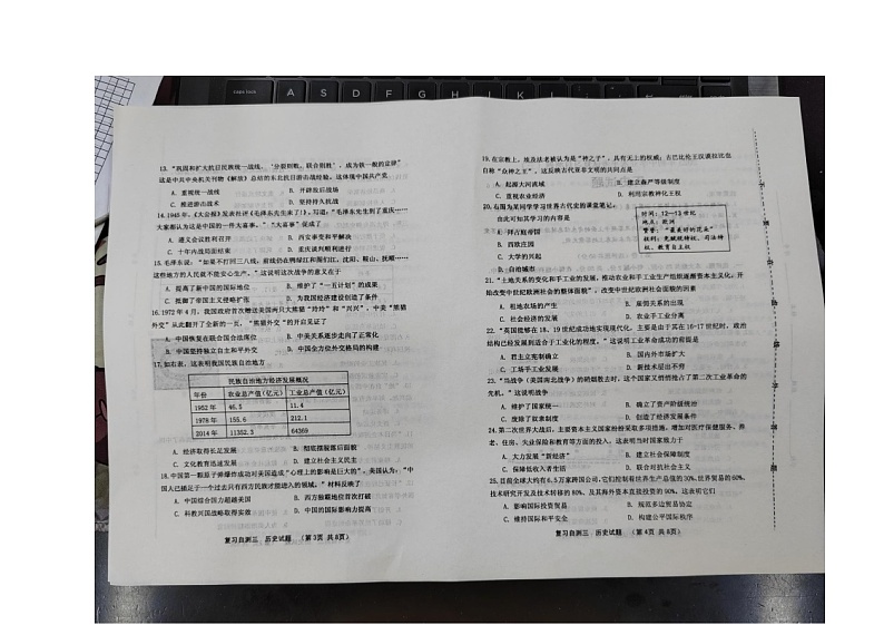 2023年山东省潍坊市昌邑市实验中学中考三模历史试题02