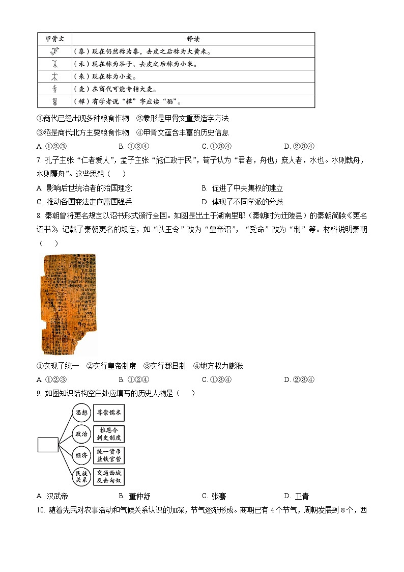 2023北京海淀初三（上）期末历史（教师版）第2页
