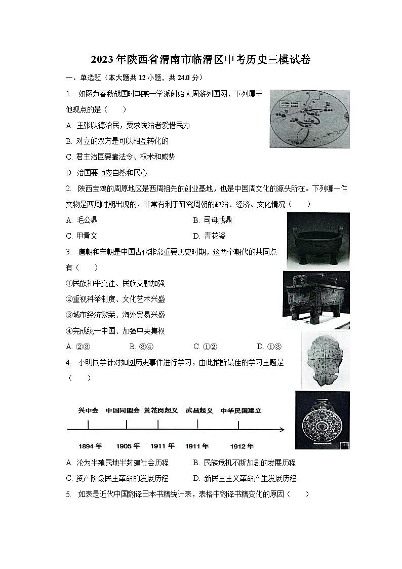 2023年陕西省渭南市临渭区中考历史三模试卷（含解析）01