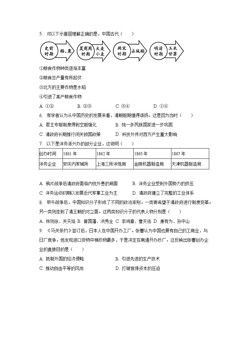 2023年北京市朝阳区中考历史二模试卷（含解析）第2页