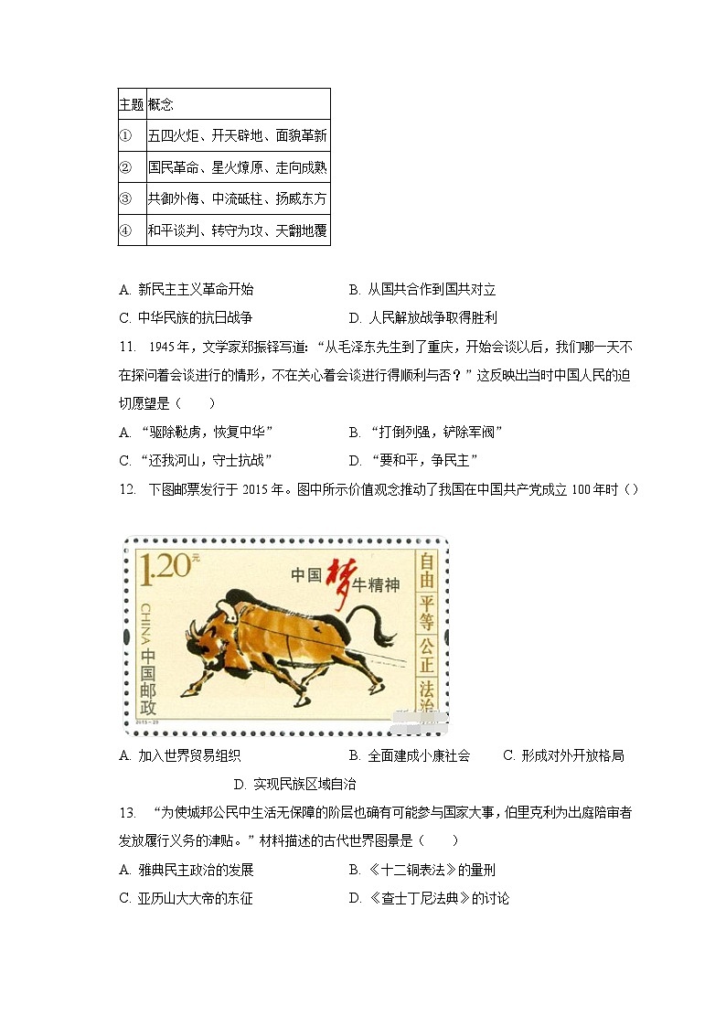 2023年山东省菏泽市东明县中考历史三模试卷（含解析）第3页