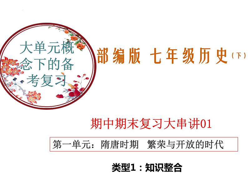 【期末综合复习】部编版历史七年级下册 复习串讲课件01  隋唐时期： 繁荣与开放的时代（类型1  知识整合）01