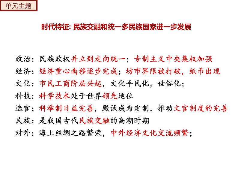 【期末综合复习】部编版历史七年级下册 复习串讲课件02  辽宋夏金元时期： 民族关系发展和社会变化（类型1  知识整合）07