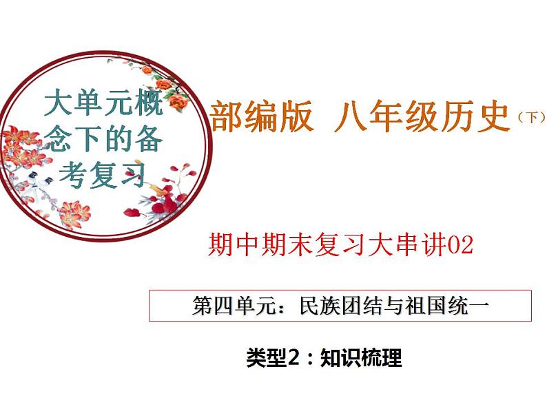 【期末综合复习】部编版历史八年级下册 复习串讲课件04 民族团结与祖国统一（类型2 考点梳理）01