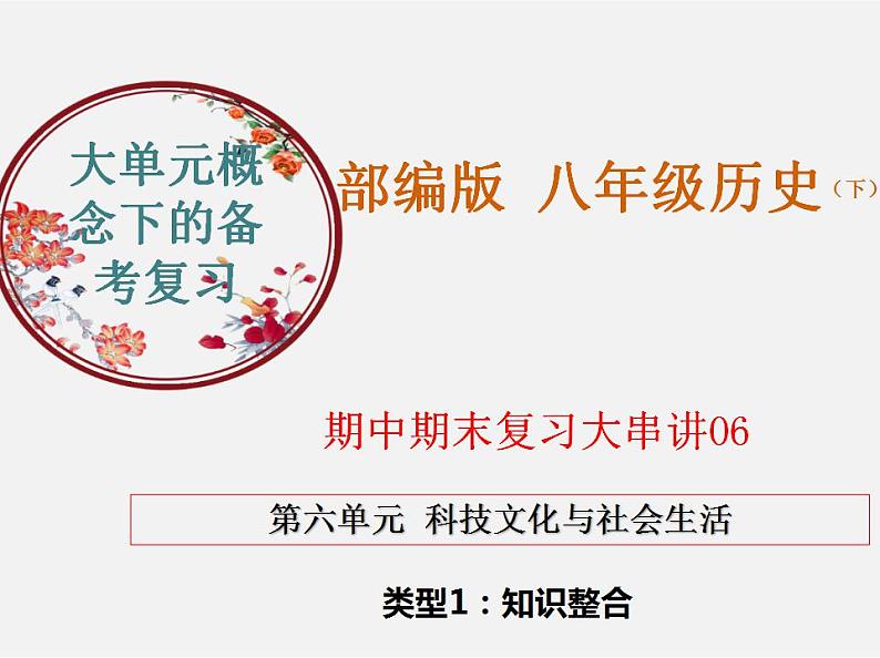 【期末综合复习】部编版历史八年级下册 复习串讲课件06 科技文化与社会生活（类型1 知识整合）01