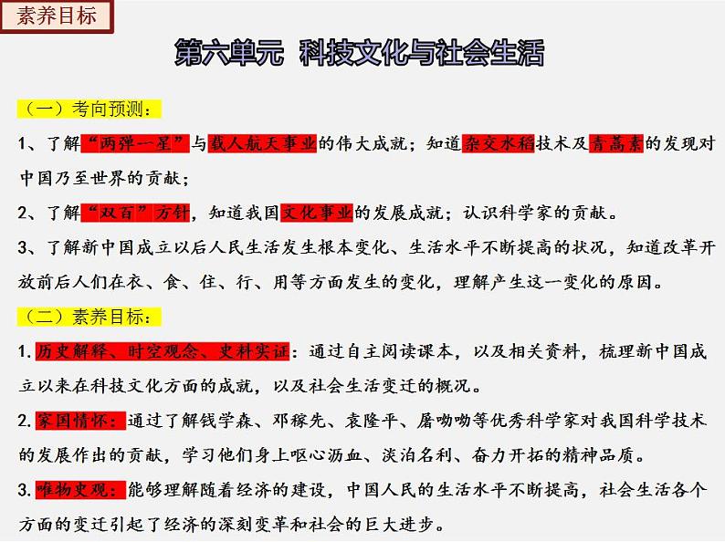 【期末综合复习】部编版历史八年级下册 复习串讲课件06 科技文化与社会生活（类型1 知识整合）06