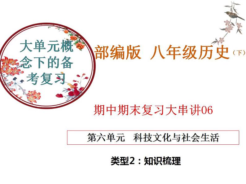 【期末综合复习】部编版历史八年级下册 复习串讲课件06 科技文化与社会生活（类型2 考点梳理）01