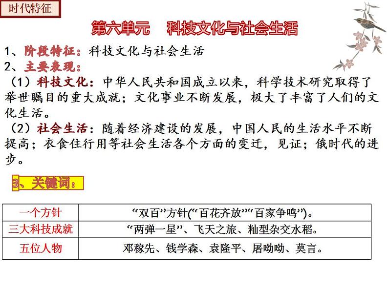 【期末综合复习】部编版历史八年级下册 复习串讲课件06 科技文化与社会生活（类型2 考点梳理）06