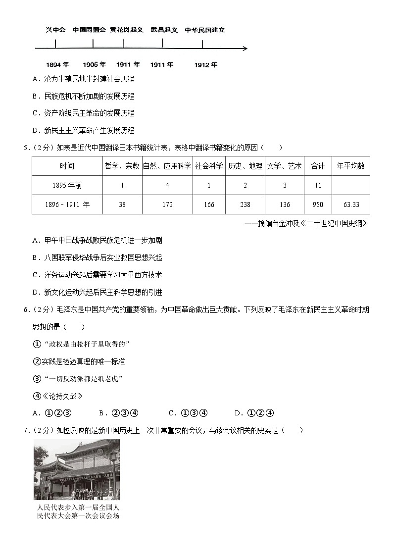 2023年陕西省渭南市临渭区中考三模历史试卷(含答案)第2页