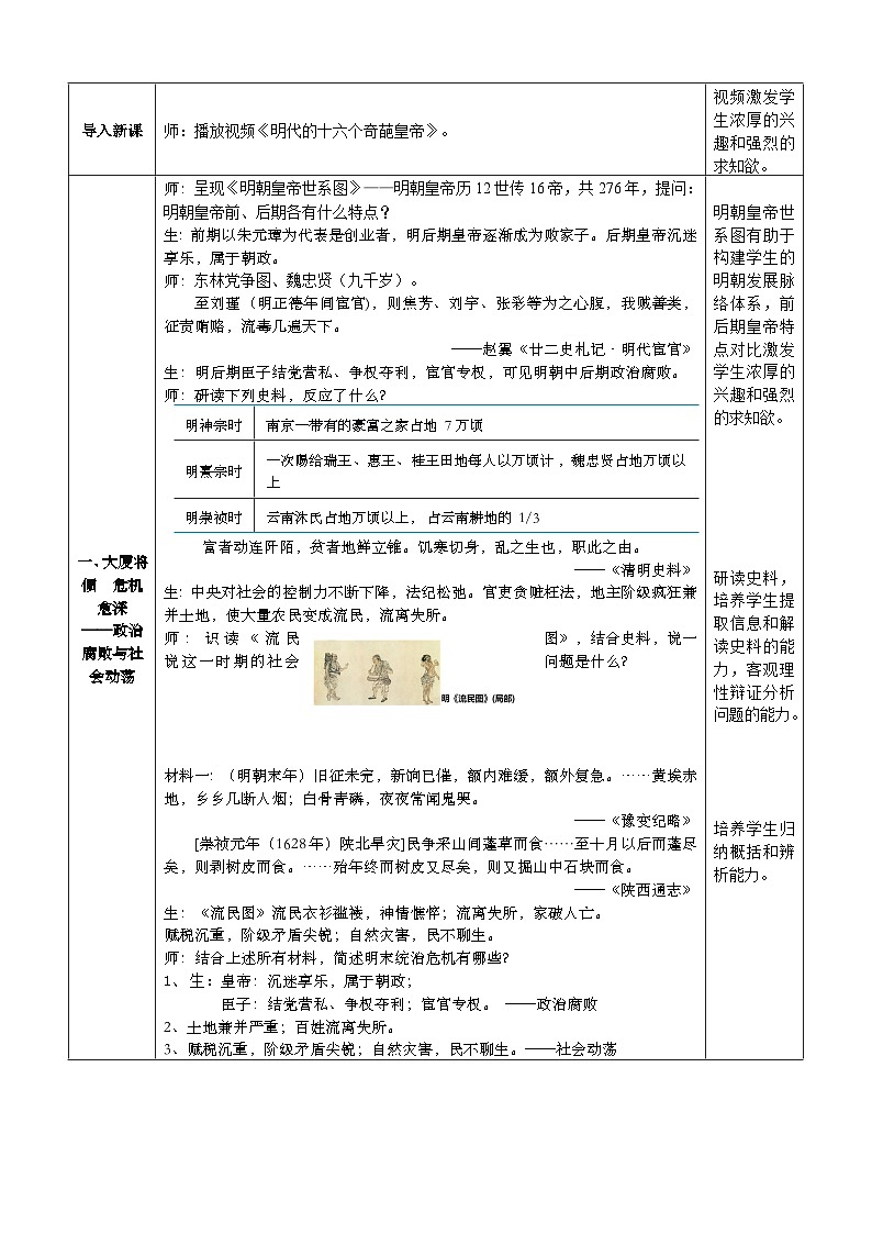 第17课 明朝的灭亡 教学设计02