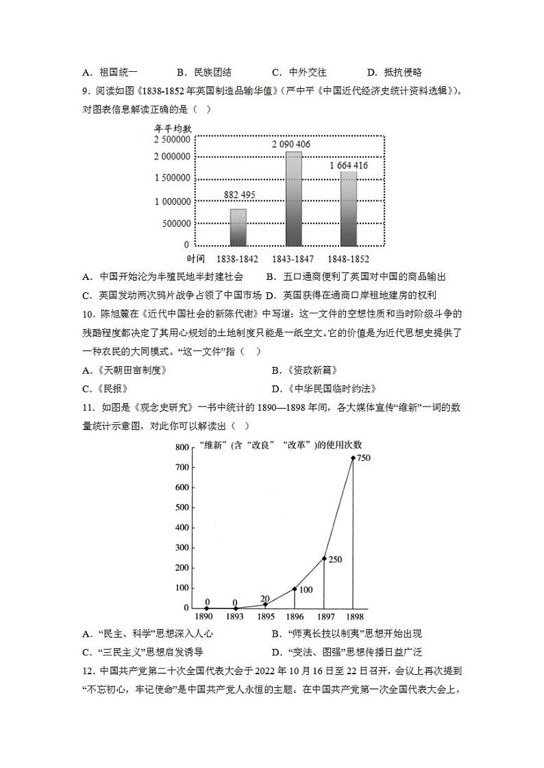 历史（全国通用）2023年中考考前最后一卷（考试版）A4第3页
