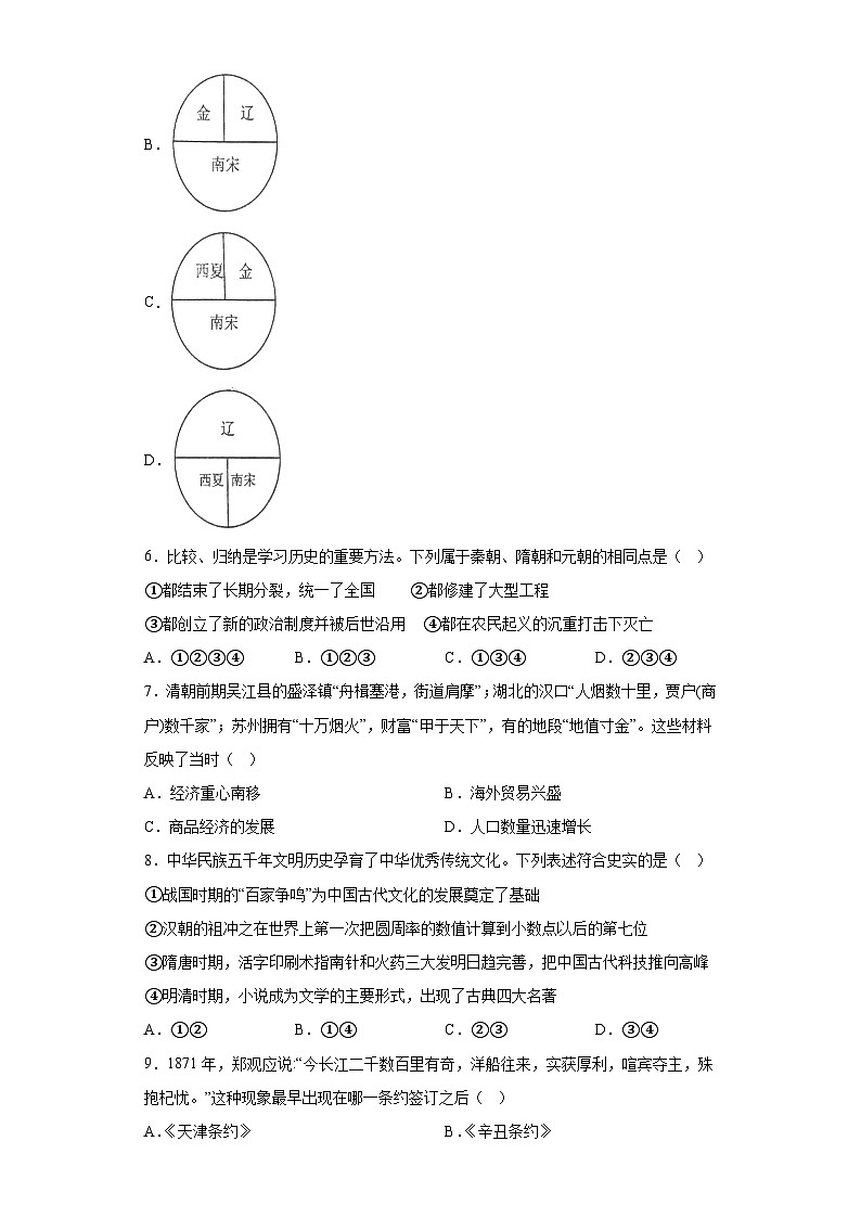 2023年山东省东营市中考二模历史试题（含解析）02