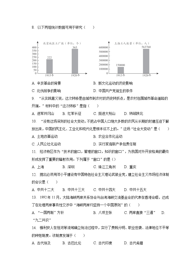 2023年广西南宁市部分地区中考历史二模试卷（含解析）02