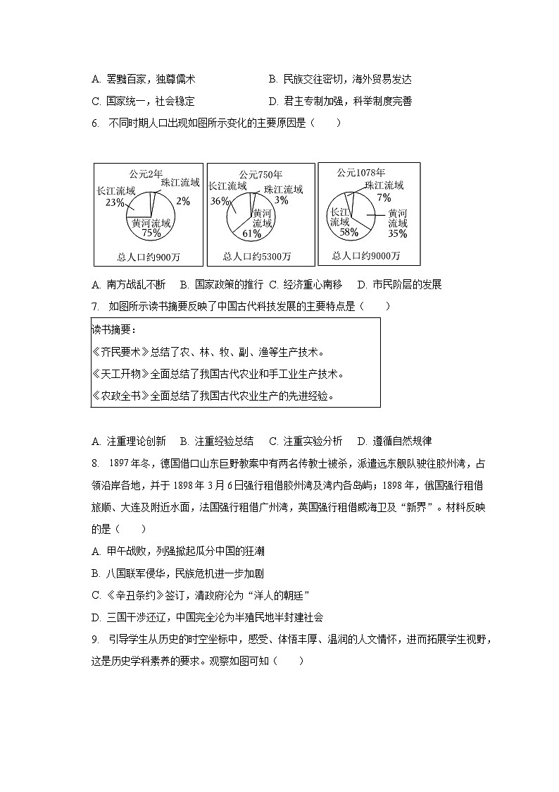2023年山东省临沂市蒙阴县中考历史二模试卷（含解析）02