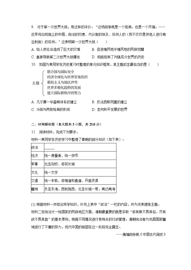 2023年四川省泸州市中考历史试卷（含解析）第3页