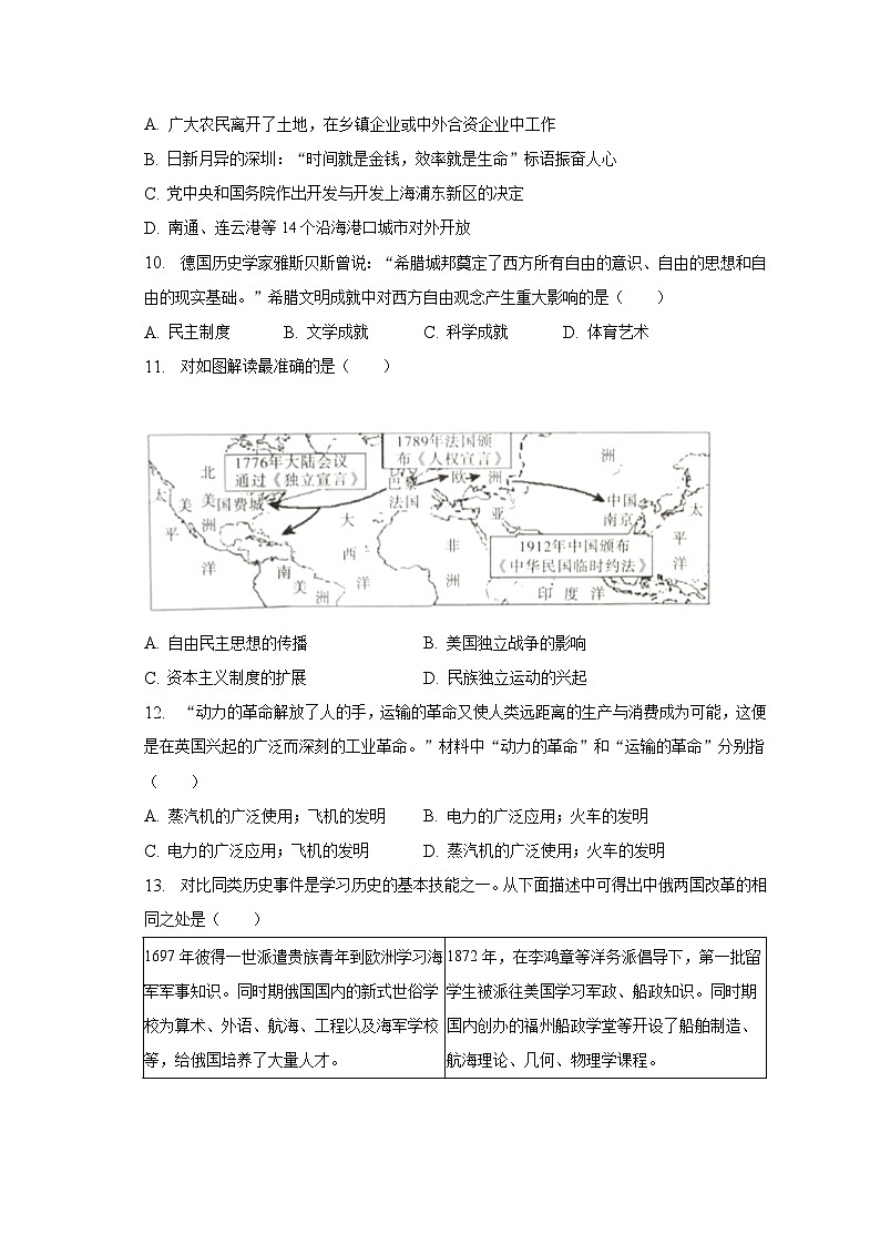 2023年安徽省合肥市庐阳重点中学中考历史三模试卷（含解析）03