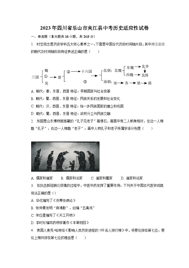 2023年四川省乐山市夹江县中考历史适应性试卷（含解析）01