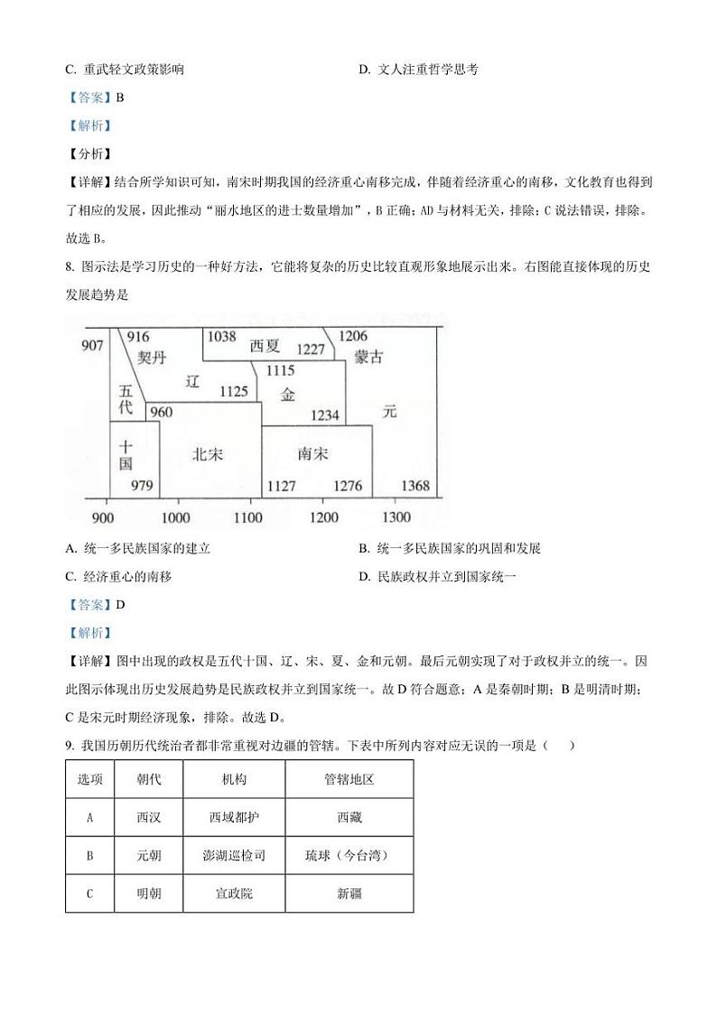 山西省临汾地区2021-2022学年七年级下学期期末历史试题解析版第3页