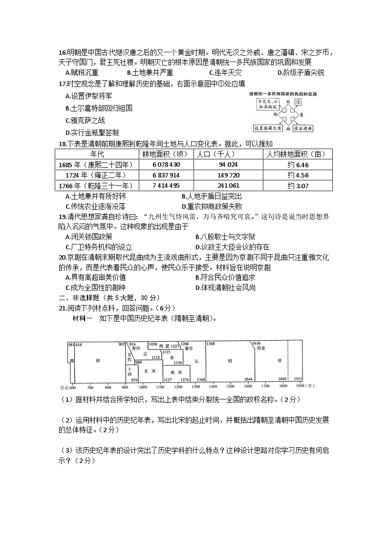 河南省漯河市郾城区2022-2023学年七年级下学期期末历史试题（含答案）03