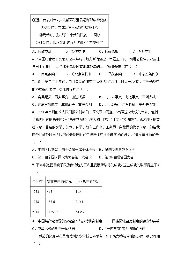 2023年山西省大同市平城区三模历史试题（含解析）02