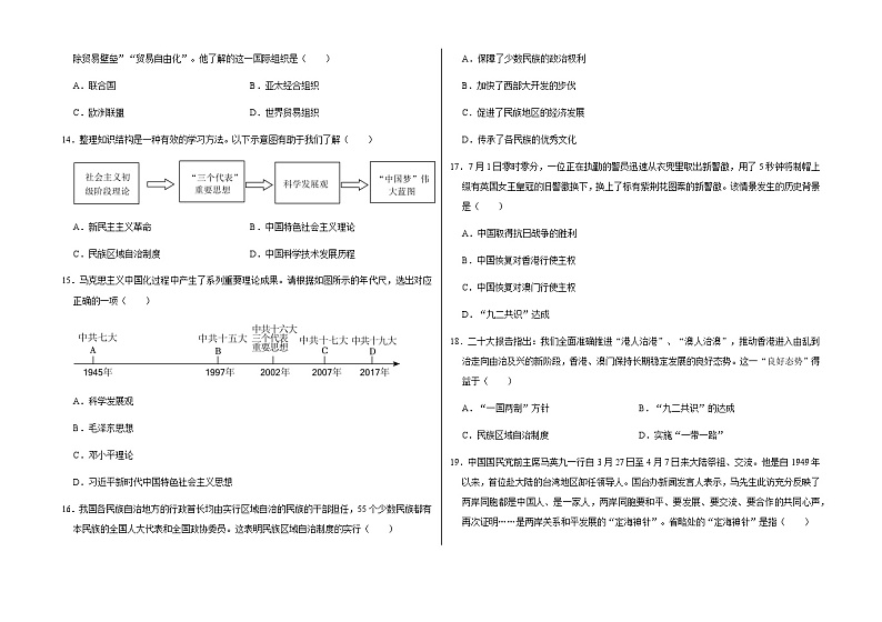 山东省聊城市东阿县四校联考2022-2023学年部编版八年级历史下学期期末学业水平调研卷（含答案）03