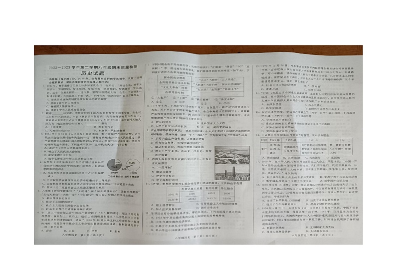 河北省广平县2022-2023学年八年级下学期期末历史试题第1页