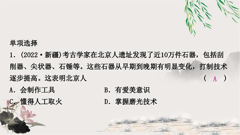 中考历史复习中国古代史第一单元史前时期：中国境内早期人类与文明的起源作业课件02