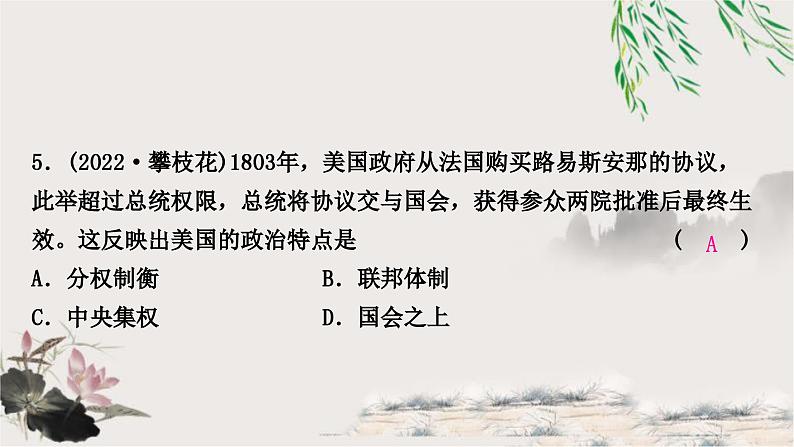 中考历史复习世界近代史第二单元资本主义制度的初步确立作业课件06