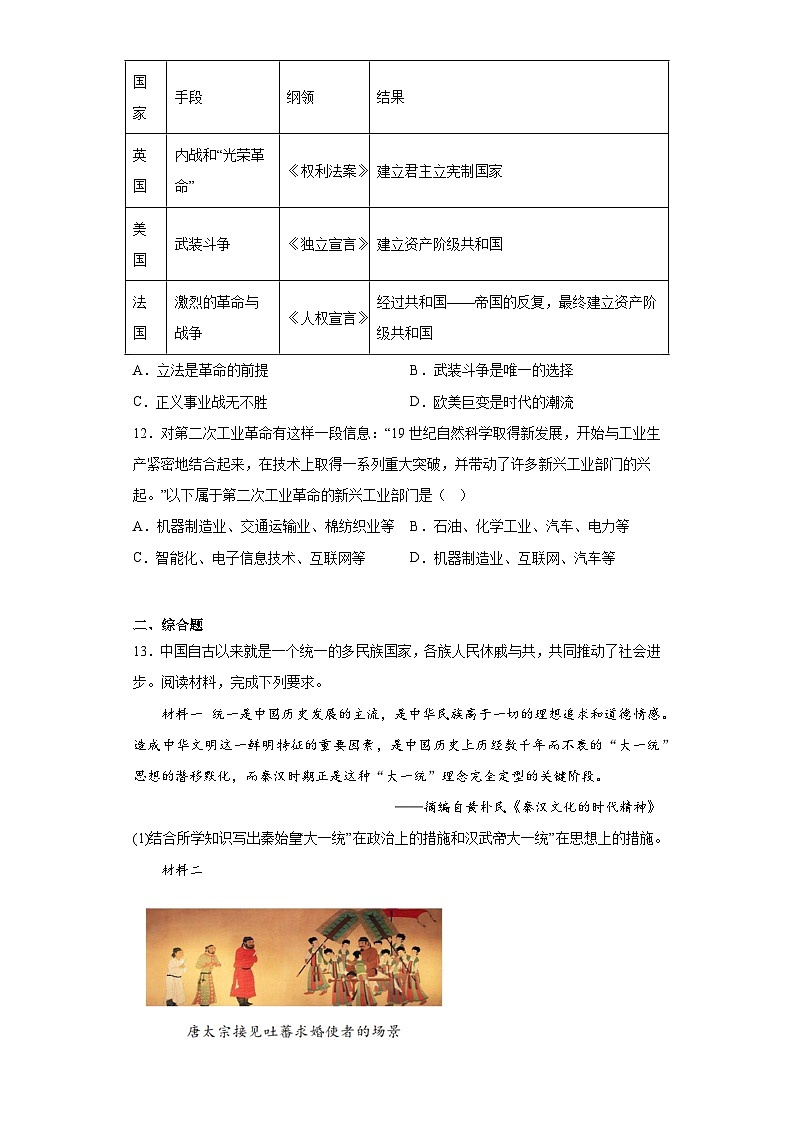 2023年四川省泸州市合江县中考二模历史试题（含解析）03