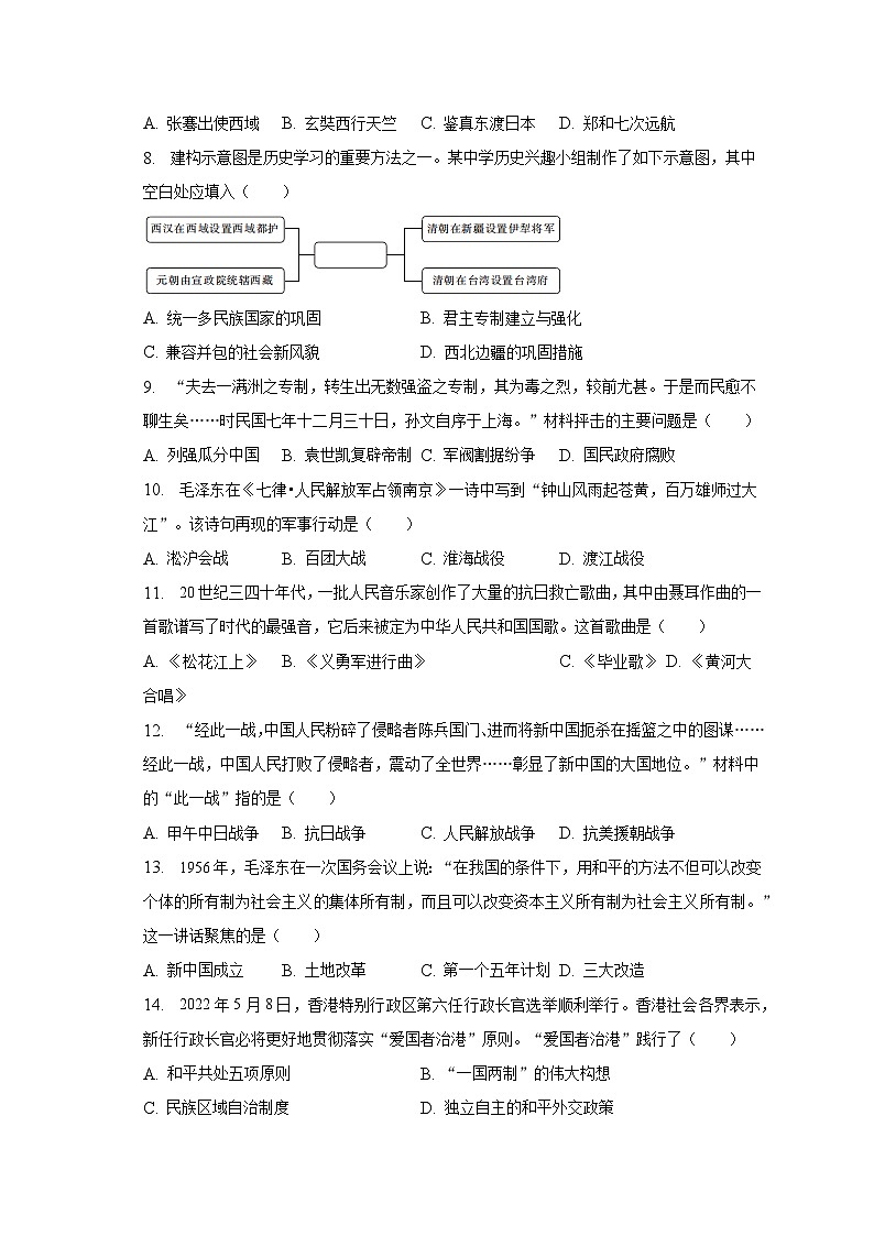 2023年黑龙江省哈尔滨市中考历史试卷（含解析）第2页