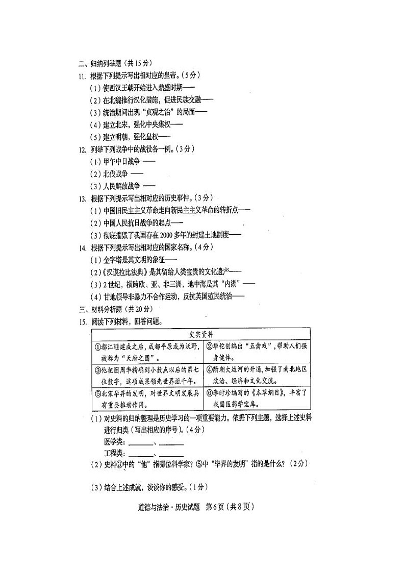 _2021年吉林中考历史真题02