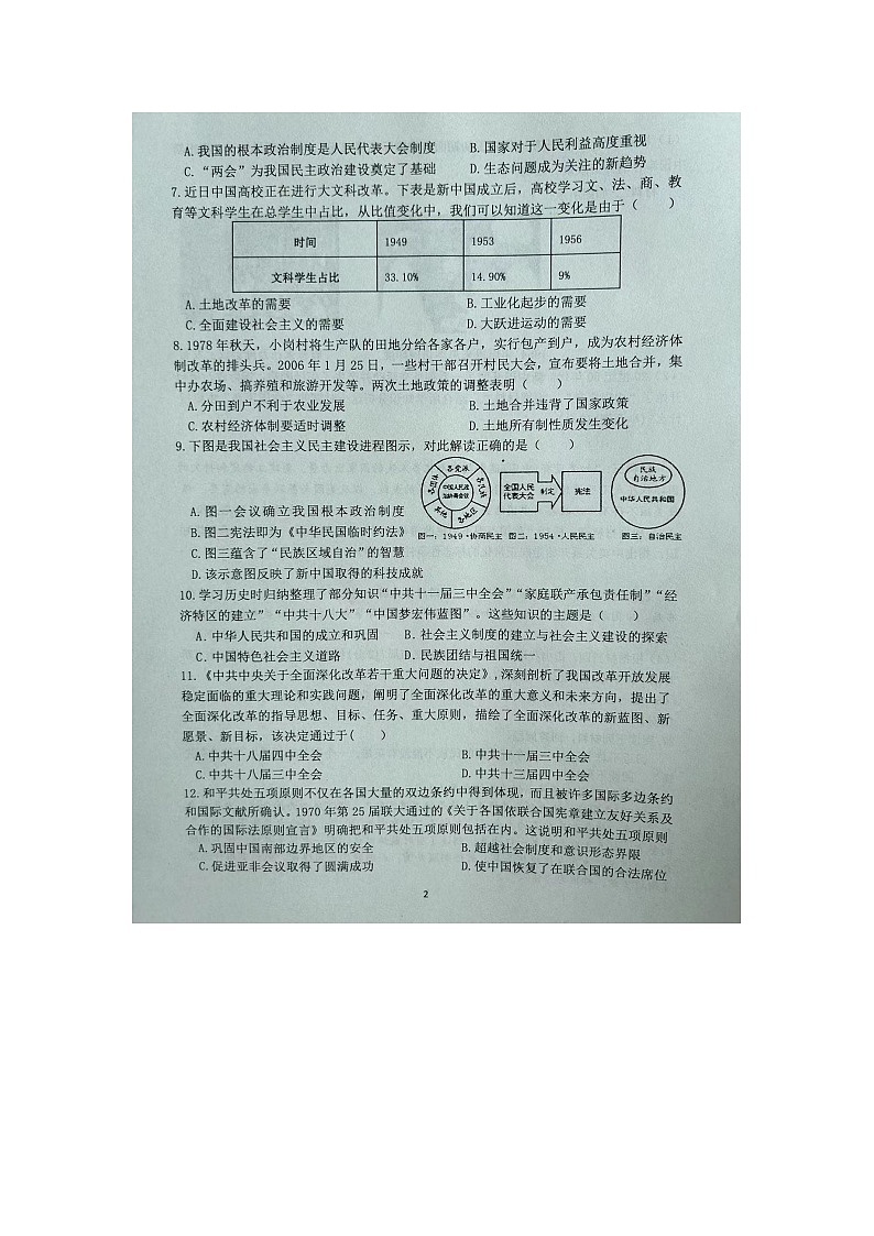 山东省临沂市兰陵县2022-2023学年八年级下学期7月期末历史试题02