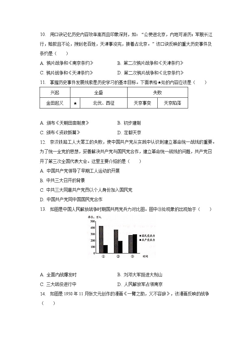 2023年山东省临沂市莒南县中考历史二模试卷（含解析）03