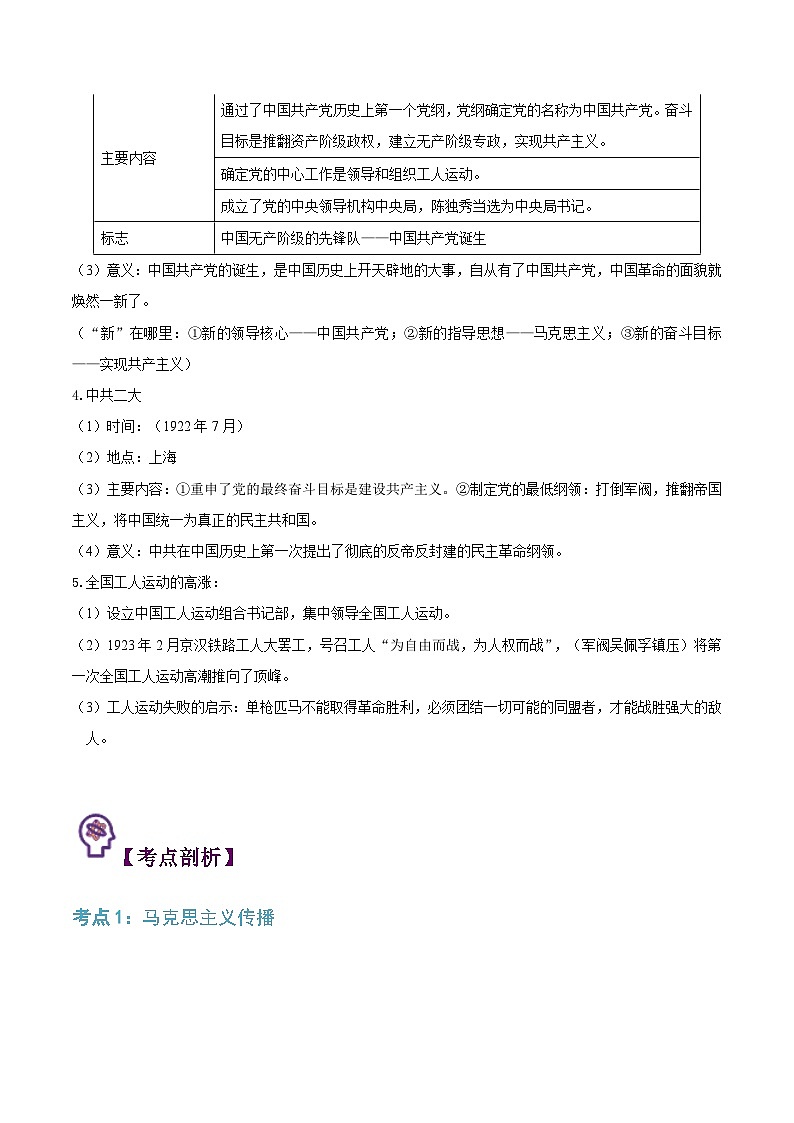 【暑假提升】部编版历史七年级（七升八）暑假预习第16讲：中国共产党诞生 讲学案02