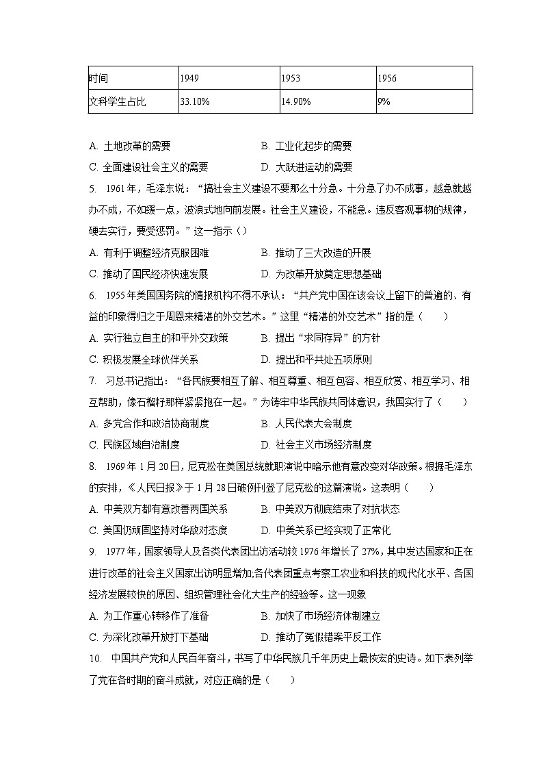 2022-2023学年安徽省合肥市包河区八年级（下）期末历史试卷（含解析）第2页